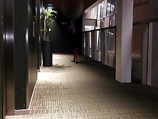Crossdresser Having Dildo Fun In Front Of Hotel Elevators