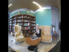 Vr 3D 4K - Blonde Fine Model - Library Tease With Natural Titties