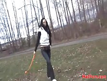 Watch A Cute Teen Play With Her Dogs
