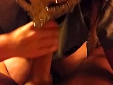 Redhead Wife In Mask Gives Blowjob
