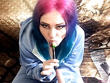 Emo Girlfriend Sucks Lollipop And Something Else In Stitch Cosplay