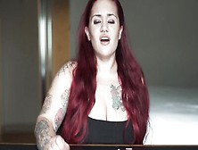 Tattooed Chubby Redhead Girl Rubs Her Pussy And Moans On Webcam