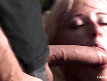 Slutty Blonde Bitch Takes A Massive Huge Dick Deep Down Her Slip