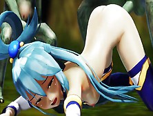 Aqua Of Konosuba Restrained And Conquered By Ravenous Goblins