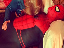 Supergirl Rides Spiderman