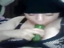 Fat Amateur Uses A Veggie On Her Pussy