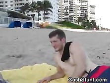 Amateur Beauties Flashing Tits For Cash On Public Beach