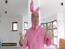 Sexy Youngster Butt Hole Stretched Massive Rod Pink Easter Bunny!