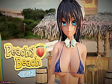 Peachy Beach Pt Two,  3D Anime Bikini Maid,  Hibiki,  Gets Boned In The Mouth,  Between Giant Boobs And Tight Cunt!
