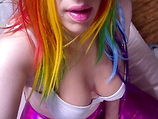 Sissy Rainbow Slut Plays With Her Tits