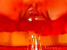 Hardcore Pussy Gaping With A Big Glass Flask On Homemade Video