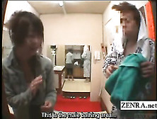 Subtitled Shy Nude Japanese Woman Enters Male Bathhouse