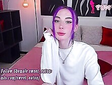 Purple Haired Skinny Russian Teen Trans Cutie In Fishnet Stockings Camshows Solo