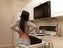 Asian Chick Strips In The Kitchen