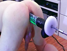 Machine Fucked In The Ass By Glowing Mamba Dildo On The Machine