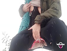 Nippleringlover Horny Milf Pissing Outdoors In Snow Flashing Pierced Snatch And Massive Pierced Nipples