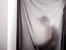 Bj & Anal Play Behind A Curtain.  You Can Only See The Shadow