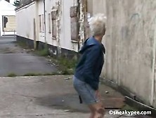Punk Blonde Girl Peeing In The Streets