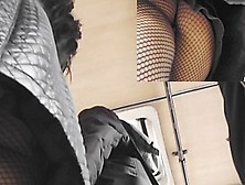 Gal In Erotic Fishnet Pantyhose Up Petticoat
