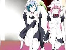 Three Horny Anime Chicks In Maid Outfits Share A Big Cock