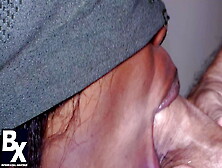 Ebony Mouth Filled Up To The Brim By Big White Cock