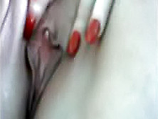 Sexy Red Fingernails On Fingering Girl