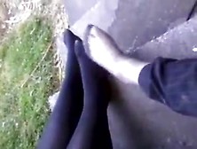Scottish Female Legs+Feet In Black Tights