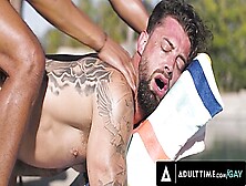 Lifeguard Devin Trez Delivers Raw Anal Train Threesome And Creampie For Hunks! P2
