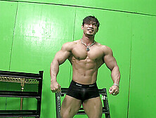 Gay Biceps Flex,  Muscle Pose,  Bodybuilder Posing Trunks