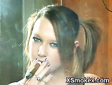Tempting Smoking Teen Naked Wild