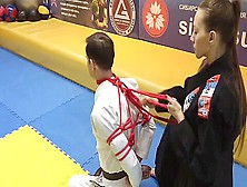 Boy Get Tied By Karate-Woman