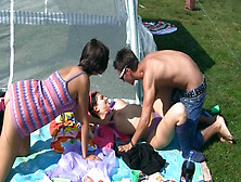 Titted Student Drilled On A Picnic