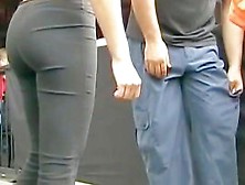 Hot Jiggling Ass In Tight Black Jeans Caught On Cam