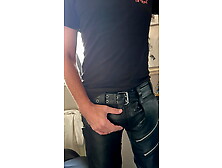 Leather Daddy Stroking And Pissing