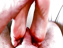 Tickling My Bimbos's Foot While She Kicks My Penis