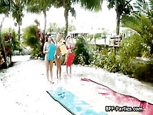 Sharing Long Penis After Foursome Pool Party