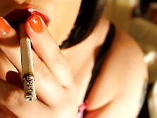 Bbw British Mistress Smoking A Cork Cigarette Close Up