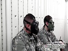 Gay Muscled Army Masked Dudes Give Bareback Welcoming To Newbies
