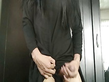 Emo Femboy Masturbates In Pantyhose With A Dildo