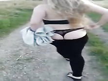 Ass,  Thong And Tits Exposed When A Chav Is On A Walk