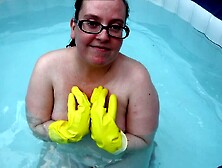 Naked Rubber Gloves Fetish In The Hot Tub