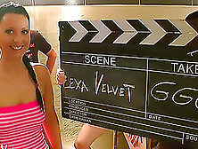 Behind The Scenes With Lexa Velvet As She Blowbangs Her Way Through A Group Of Guys.