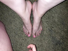 Cum-Shot All Over Her Alluring Feet (Spunk On Feet).