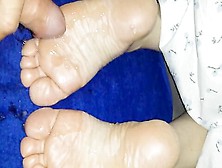 Bare Wrinkled Soles Get Covered In Cum