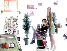 2 Great Blonde Girls Got Fuck Rough Into The Supermarket