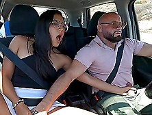 Brunette With Smashing Lines Tries Outdoor Sunny Porn By The Side Of The Road