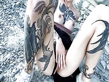 Inked Bimbos Finger Bang Snatch By The Sea - Outdoors