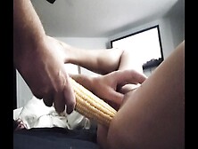 Soccer Mom Takes Small Corn Cob Insertion To Spunk