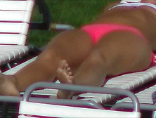 Girl Sunbathing,  Slutty Bikini.  Downblouse