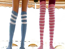 Skinny Babes In Socks Enjoying Free Time